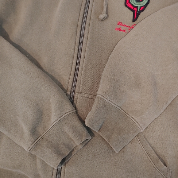 Vintage SHMACK Army Green Zip Up Hoodie Jacket Back Patch Size XL - Picture 16 of 16